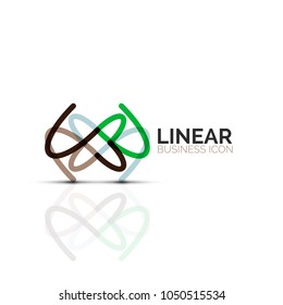 Abstract flower or star minimalistic linear icon, thin line geometric flat symbol for business icon design, abstract button or emblem. Vector illustration isolated on white created with color segments