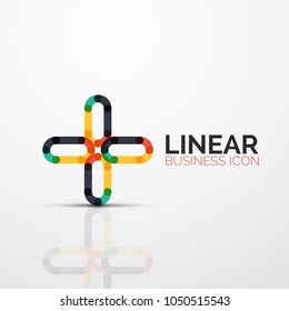 Abstract flower or star minimalistic linear icon, thin line geometric flat symbol for business icon design, abstract button or emblem. Vector illustration isolated on white created with color segments
