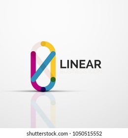 Abstract flower or star minimalistic linear icon, thin line geometric flat symbol for business icon design, abstract button or emblem. Vector illustration isolated on white created with color segments
