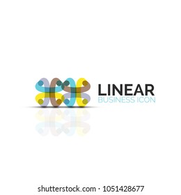 Abstract flower or star minimalistic linear icon, thin line geometric flat symbol for business icon design, abstract button or emblem. Vector illustration isolated on white created with color segments