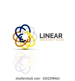 Abstract flower or star minimalistic linear icon, thin line geometric flat symbol for business icon design, abstract button or emblem. Vector illustration isolated on white created with color segments
