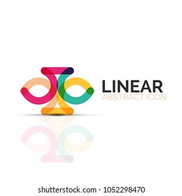 Flor abstracta o estrella icono lineal minimalista, símbolo plano geométrico de línea delgada para el diseño de iconos de negocios, botón abstracto o emblema. Ilustración vectorial aislada en blanco creada con segmentos de color