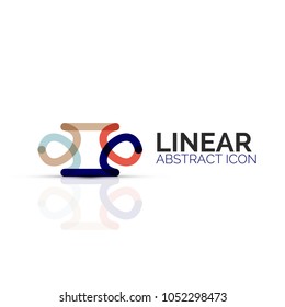 Abstract flower or star minimalistic linear icon, thin line geometric flat symbol for business icon design, abstract button or emblem. Vector illustration isolated on white created with color segments