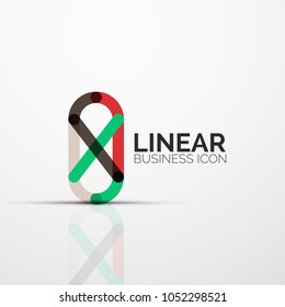 Abstract flower or star minimalistic linear icon, thin line geometric flat symbol for business icon design, abstract button or emblem. Vector illustration isolated on white created with color segments