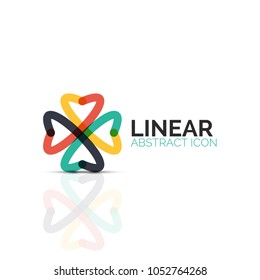 Flor abstracta o estrella icono lineal minimalista, símbolo plano geométrico de línea delgada para el diseño de iconos de negocios, botón abstracto o emblema. Ilustración vectorial aislada en blanco creada con segmentos de color