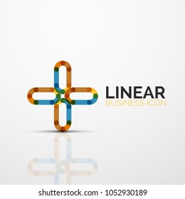 Abstrakte Blume oder Sterne minimalistische lineare Ikone, dünne geometrische flache Symbol für Business Icon Design, abstrakte Taste oder Emblem. Vektorgrafik einzeln auf Weiß, erstellt mit Farbsegmenten