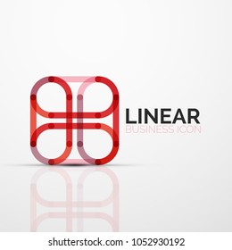 Flor abstracta o estrella icono lineal minimalista, símbolo plano geométrico de línea delgada para el diseño de iconos de negocios, botón abstracto o emblema. Ilustración vectorial aislada en blanco creada con segmentos de color