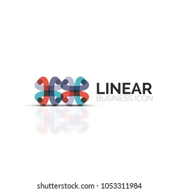 Flor abstracta o estrella icono lineal minimalista, símbolo plano geométrico de línea delgada para el diseño de iconos de negocios, botón abstracto o emblema. Ilustración vectorial aislada en blanco creada con segmentos de color