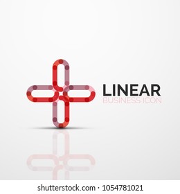 Flor abstracta o estrella icono lineal minimalista, símbolo plano geométrico de línea delgada para el diseño de iconos de negocios, botón abstracto o emblema. Ilustración vectorial aislada en blanco creada con segmentos de color