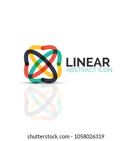 Flor abstracta o estrella icono lineal minimalista, símbolo plano geométrico de línea delgada para el diseño de iconos de negocios, botón abstracto o emblema. Ilustración vectorial aislada en blanco creada con segmentos de color
