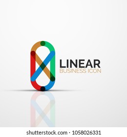 Abstract flower or star minimalistic linear icon, thin line geometric flat symbol for business icon design, abstract button or emblem. Vector illustration isolated on white created with color segments