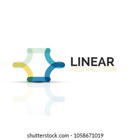 Abstrakte Blume oder Sterne minimalistische lineare Ikone, dünne geometrische flache Symbol für Business Icon Design, abstrakte Taste oder Emblem. Vektorgrafik einzeln auf Weiß, erstellt mit Farbsegmenten