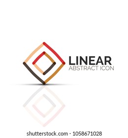 Flor abstracta o estrella icono lineal minimalista, símbolo plano geométrico de línea delgada para el diseño de iconos de negocios, botón abstracto o emblema. Ilustración vectorial aislada en blanco creada con segmentos de color