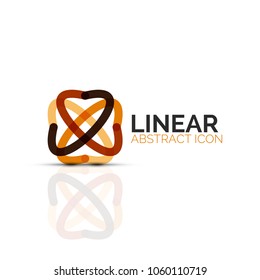 Abstract flower or star minimalistic linear icon, thin line geometric flat symbol for business icon design, abstract button or emblem. Vector illustration isolated on white created with color segments
