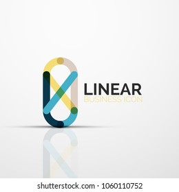 Abstract flower or star minimalistic linear icon, thin line geometric flat symbol for business icon design, abstract button or emblem. Vector illustration isolated on white created with color segments