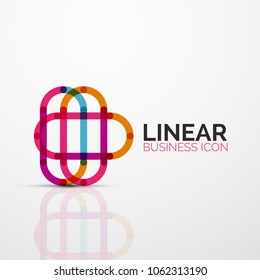 Flor abstracta o estrella icono lineal minimalista, símbolo plano geométrico de línea delgada para el diseño de iconos de negocios, botón abstracto o emblema. Ilustración vectorial aislada en blanco creada con segmentos de color