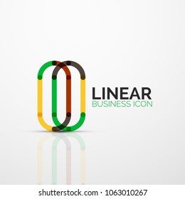 Abstract flower or star minimalistic linear icon, thin line geometric flat symbol for business icon design, abstract button or emblem. Vector illustration isolated on white created with color segments