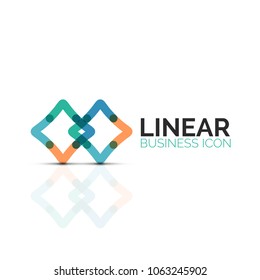 Abstract flower or star minimalistic linear icon, thin line geometric flat symbol for business icon design, abstract button or emblem. Vector illustration isolated on white created with color segments