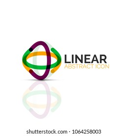Abstract flower or star minimalistic linear icon, thin line geometric flat symbol for business icon design, abstract button or emblem. Vector illustration isolated on white created with color segments