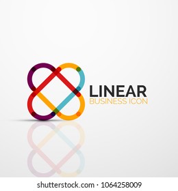 Abstract flower or star minimalistic linear icon, thin line geometric flat symbol for business icon design, abstract button or emblem. Vector illustration isolated on white created with color segments