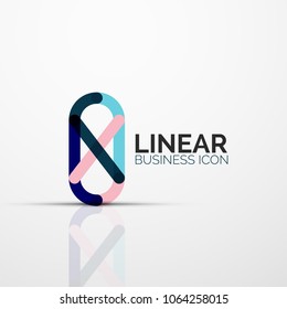 Flor abstracta o estrella icono lineal minimalista, símbolo plano geométrico de línea delgada para el diseño de iconos de negocios, botón abstracto o emblema. Ilustración vectorial aislada en blanco creada con segmentos de color