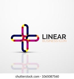 Flor abstracta o estrella icono lineal minimalista, símbolo plano geométrico de línea delgada para el diseño de iconos de negocios, botón abstracto o emblema. Ilustración vectorial aislada en blanco creada con segmentos de color