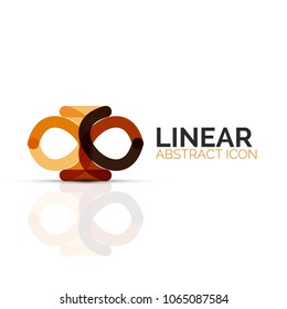 Abstract flower or star minimalistic linear icon, thin line geometric flat symbol for business icon design, abstract button or emblem. Vector illustration isolated on white created with color segments