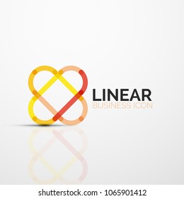 Abstract flower or star minimalistic linear icon, thin line geometric flat symbol for business icon design, abstract button or emblem. Vector illustration isolated on white created with color segments