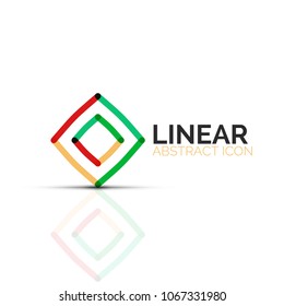 Abstract flower or star minimalistic linear icon, thin line geometric flat symbol for business icon design, abstract button or emblem. Vector illustration isolated on white created with color segments