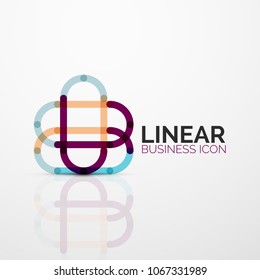Abstrakte Blume oder Sterne minimalistische lineare Ikone, dünne geometrische flache Symbol für Business Icon Design, abstrakte Taste oder Emblem. Vektorgrafik einzeln auf Weiß, erstellt mit Farbsegmenten