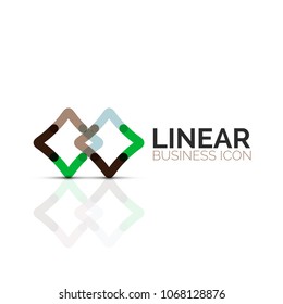 Abstract flower or star minimalistic linear icon, thin line geometric flat symbol for business icon design, abstract button or emblem. Vector illustration isolated on white created with color segments