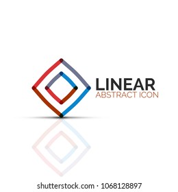 Abstract flower or star minimalistic linear icon, thin line geometric flat symbol for business icon design, abstract button or emblem. Vector illustration isolated on white created with color segments