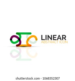 Abstract flower or star minimalistic linear icon, thin line geometric flat symbol for business icon design, abstract button or emblem. Vector illustration isolated on white created with color segments