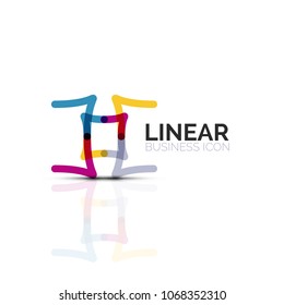Flor abstracta o estrella icono lineal minimalista, símbolo plano geométrico de línea delgada para el diseño de iconos de negocios, botón abstracto o emblema. Ilustración vectorial aislada en blanco creada con segmentos de color