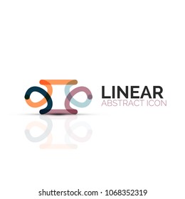 Flor abstracta o estrella icono lineal minimalista, símbolo plano geométrico de línea delgada para el diseño de iconos de negocios, botón abstracto o emblema. Ilustración vectorial aislada en blanco creada con segmentos de color