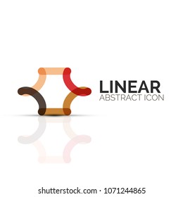 Flor abstracta o estrella icono lineal minimalista, símbolo plano geométrico de línea delgada para el diseño de iconos de negocios, botón abstracto o emblema. Ilustración vectorial aislada en blanco creada con segmentos de color