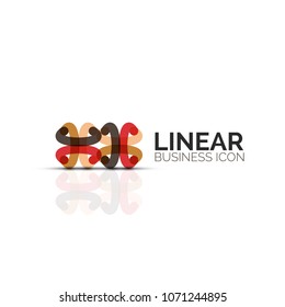 Abstract flower or star minimalistic linear icon, thin line geometric flat symbol for business icon design, abstract button or emblem. Vector illustration isolated on white created with color segments