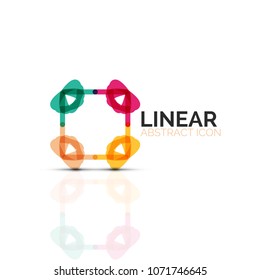 Abstrakte Blume oder Sterne minimalistische lineare Ikone, dünne geometrische flache Symbol für Business Icon Design, abstrakte Taste oder Emblem. Vektorgrafik einzeln auf Weiß, erstellt mit Farbsegmenten