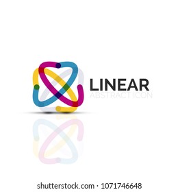 Abstrakte Blume oder Sterne minimalistische lineare Ikone, dünne geometrische flache Symbol für Business Icon Design, abstrakte Taste oder Emblem. Vektorgrafik einzeln auf Weiß, erstellt mit Farbsegmenten