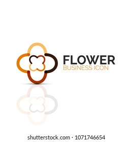 Abstract flower or star minimalistic linear icon, thin line geometric flat symbol for business icon design, abstract button or emblem. Vector illustration isolated on white created with color segments