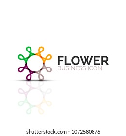 Abstrakte Blume oder Sterne minimalistische lineare Ikone, dünne geometrische flache Symbol für Business Icon Design, abstrakte Taste oder Emblem. Vektorgrafik einzeln auf Weiß, erstellt mit Farbsegmenten