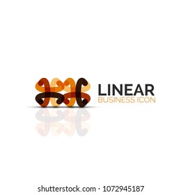 Flor abstracta o estrella icono lineal minimalista, símbolo plano geométrico de línea delgada para el diseño de iconos de negocios, botón abstracto o emblema. Ilustración vectorial aislada en blanco creada con segmentos de color