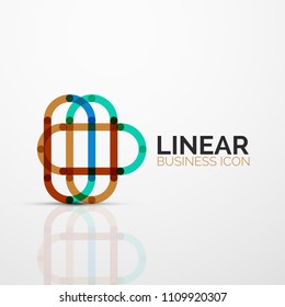 Flor abstracta o estrella icono lineal minimalista, símbolo plano geométrico de línea delgada para el diseño de iconos de negocios, botón abstracto o emblema. Ilustración vectorial aislada en blanco creada con segmentos de color