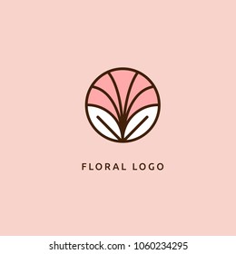 Abstract flower store logo icon vector design. Cosmetics, Spa, Beauty salon Decoration Boutique vector logo. Floral logo. Flower wedding icon. Luxury spring and summer, emblem.