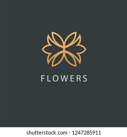 Abstract flower store logo icon vector design. Cosmetics, Spa, Beauty salon Decoration Boutique vector logo. Floral logo. Flower wedding icon. Luxury spring and summer, emblem.