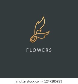 Abstract flower store logo icon vector design. Cosmetics, Spa, Beauty salon Decoration Boutique vector logo. Floral logo. Flower wedding icon. Luxury spring and summer, emblem.