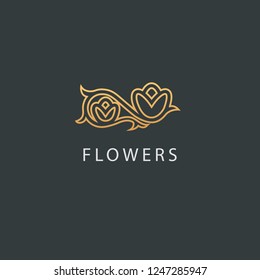 Abstract flower store logo icon vector design. Cosmetics, Spa, Beauty salon Decoration Boutique vector logo. Floral logo. Flower wedding icon. Luxury spring and summer, emblem.