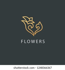 Abstract flower store logo icon vector design. Cosmetics, Spa, Beauty salon Decoration Boutique vector logo. Floral logo. Flower wedding icon. Luxury spring and summer, emblem.