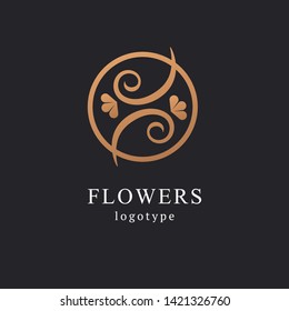 Abstract flower store logo icon vector design. Cosmetics, Spa, Beauty salon Decoration Boutique vector logo. Vector illustration, Graphic Design Editable Design. Floral logo. Flower wedding icon