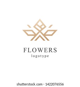 Abstract flower store logo icon vector design. Cosmetics, Spa, Beauty salon Decoration Boutique vector logo. Vector illustration, Graphic Design Editable Design. Floral logo. Flower wedding icon